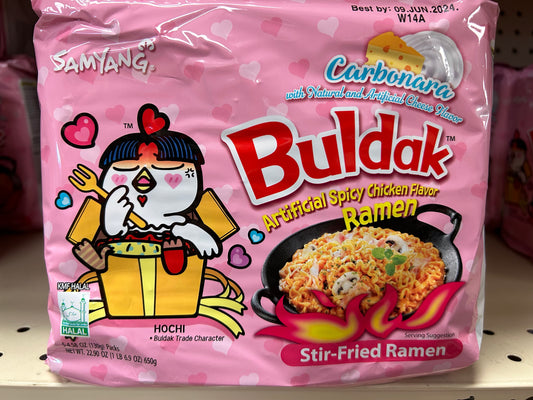 Buldak Carbonara chicken flavor stir fried ramen Family packs