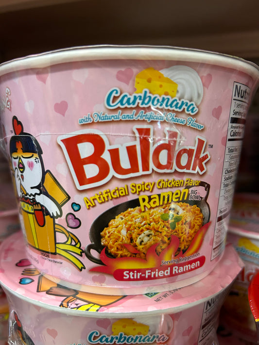 Buldak Carbonara hot chicken flavor ramen bowl